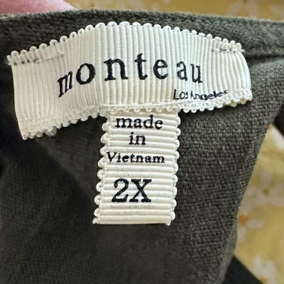 Monteau Olive Green Sleeveless Jumpsuit Linen Blend Size 2X - Picture 4 of 5